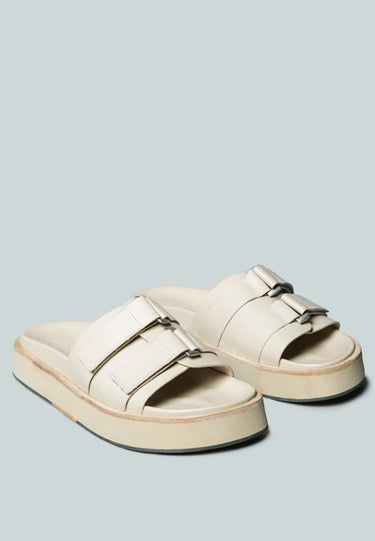 ANISTON Buckled Flatform Nude Slip-On Sandal_Nude