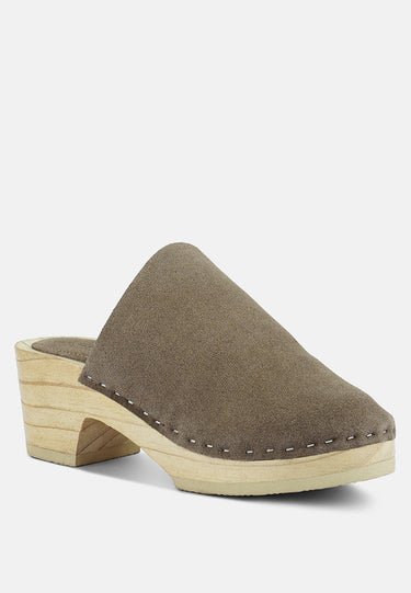DARCIE Suede Clogs#color_taupe