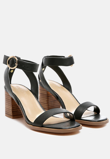 DOLPH Stack Block Heeled Sandal in Black-Black