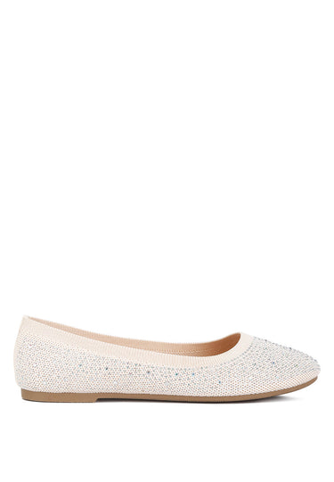 rhinestones embellished ballet flats#color_beige