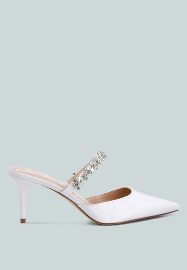 sena diamante stiletto mules sandals#color_white