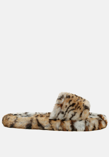 snuggle-in indoor fur flats#color_brown