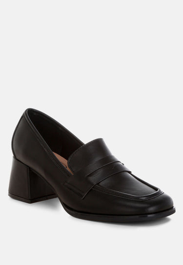 Sutapa Penny Strap Flared Block Heel Loafers