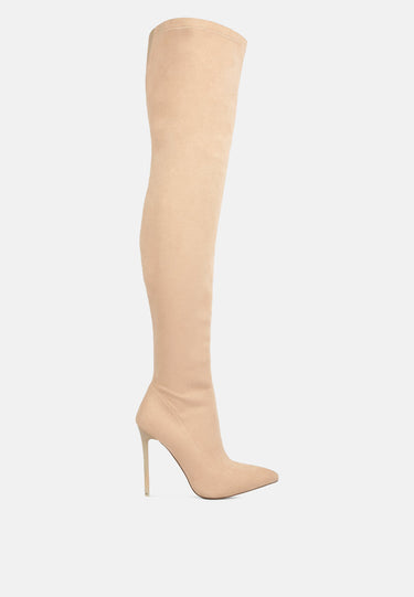 atelier stretch faux suede stiletto long boots#color_beige