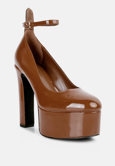babe heaven patent pu maryjane sandals in Tan#color_tan
