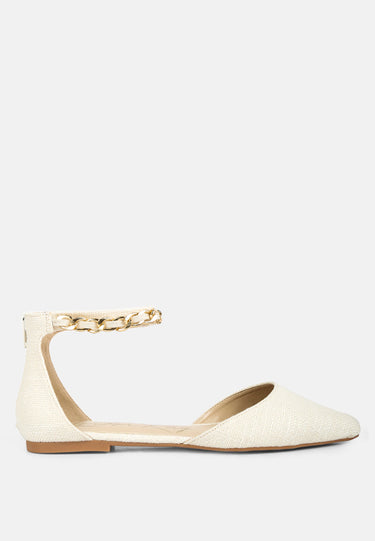 buqisi chain embellished flat sandals#color_off-white