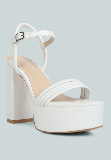 CRUELLA White Block Heel Platform Sandals#color_white