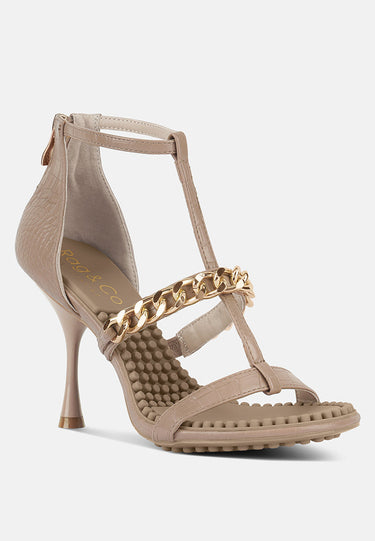 DAKOTA Metal Chain Embellishment Sandals in Latte#color_latte
