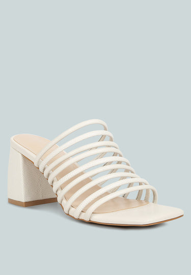 FAIRLEIGH Off White Strappy Slip On Sandals#color_white