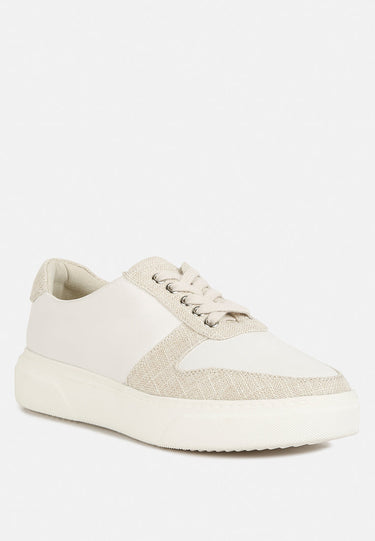 KJAER Dual Tone Leather Sneakers#color_white-Off-white