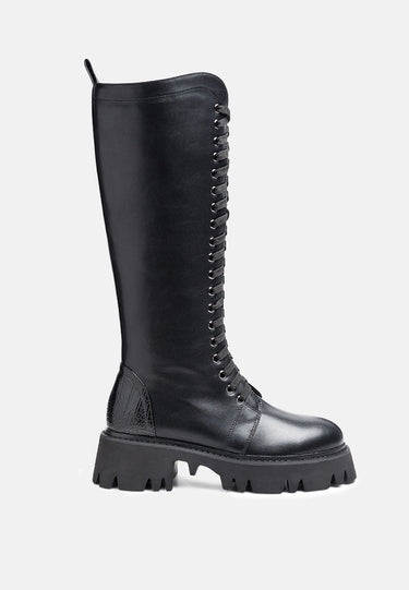 mad mood chunky lace-up ankle boot#color_black