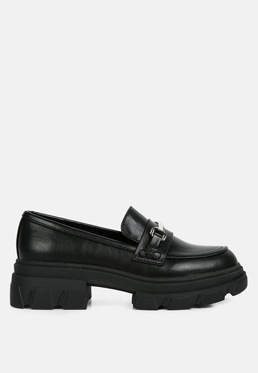 oklyn horsebit emblesihed chunky platform loafers#color_black