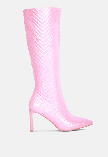 prinkles quilted high italian block heeled calf boots#color_pink