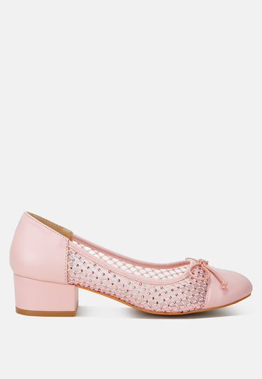 tudum rhinestone detail mesh ballerinas#color_pink