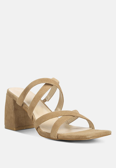 valentina strappy casual block heel sandals in Tan#Color_tan
