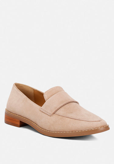 ZOFIA Nude Suede Penny Loafers#color_nude