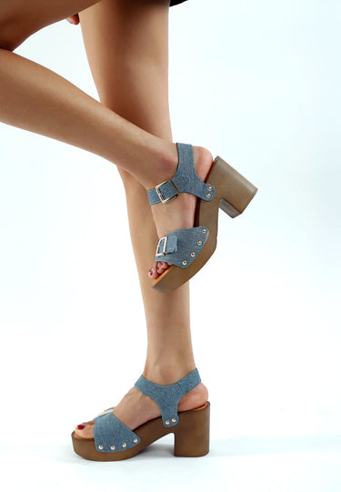 Vipasa Studded Denim Clog Sandals by Mode