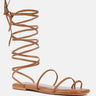 AMATHA Tan Essential Toe Ring Summer Leather Flats_Tan