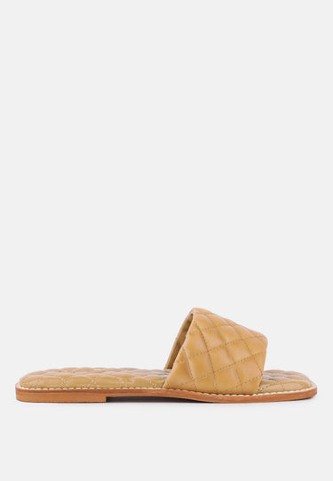 ODALTA Beige Handcrafted Quilted Summer Flats_Beige