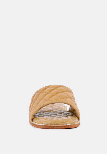 ODALTA Beige Handcrafted Quilted Summer Flats_Beige