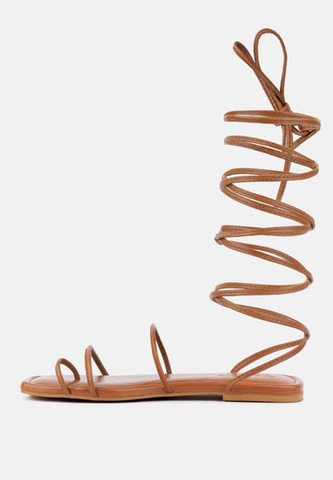 AMATHA Tan Essential Toe Ring Summer Leather Flats_Tan
