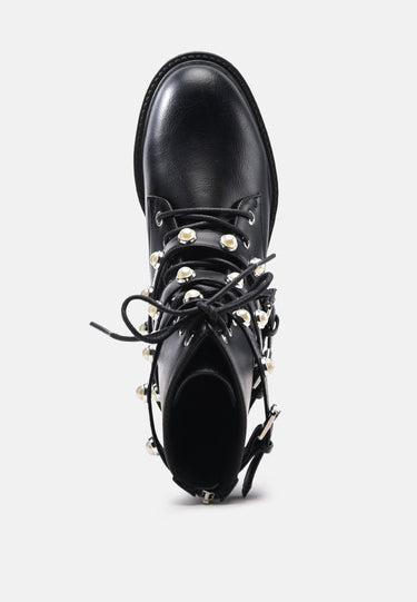Pearl Studded Biker Boots