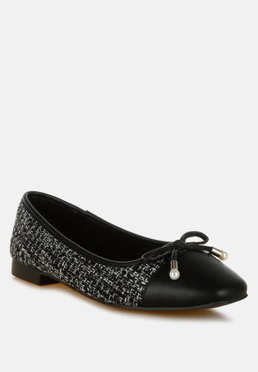 Boucle Pearl Bow Ballerinas by RAG