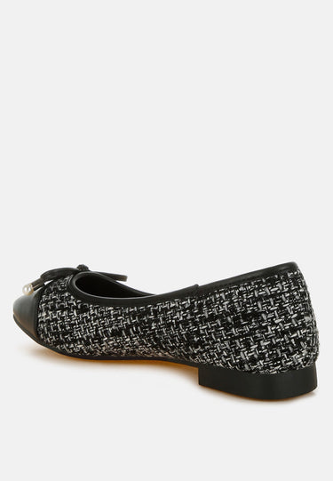 Boucle Pearl Bow Ballerinas by RAG