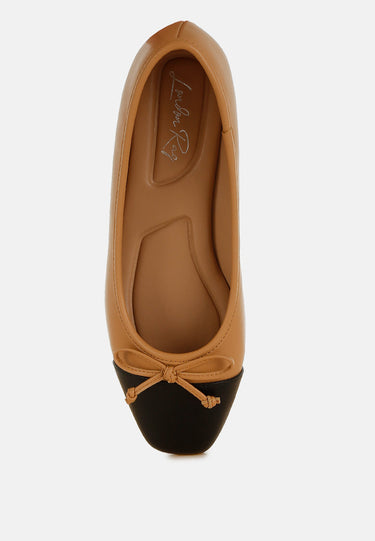 Faux Leather Bow Detail Ballerinas by RAG