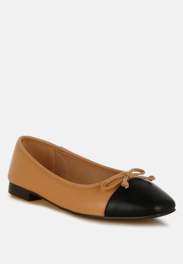 Faux Leather Bow Detail Ballerinas by RAG