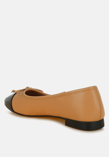 Faux Leather Bow Detail Ballerinas by RAG