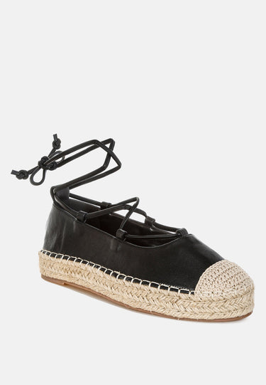 Alaya Woven Toe Lace-Up Espadrilles by Mode