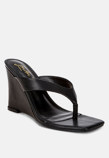 Amilta Square Toe Thong Heels