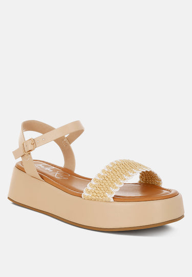 Raffia Flatform Sandals by Mode