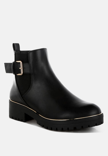 Chunky Buckle Detail Ankle Boots by RAG