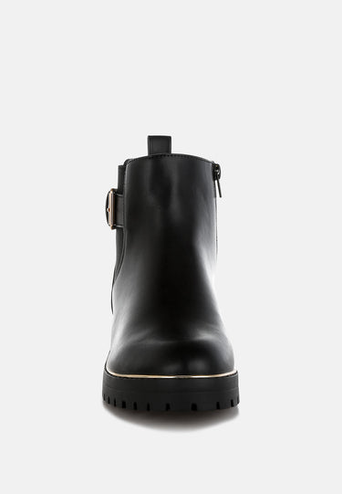 Chunky Buckle Detail Ankle Boots by RAG