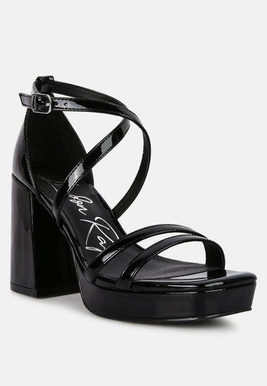 Black Block Heeled Platform Sandals