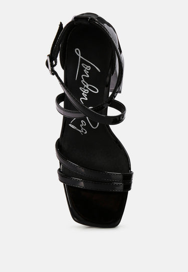 Black Block Heeled Platform Sandals