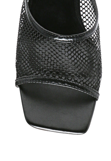 Deja Vu Black Mesh Kitten Heel Sandal