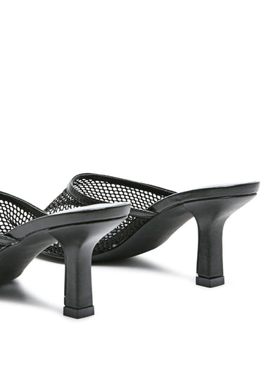 Deja Vu Black Mesh Kitten Heel Sandal