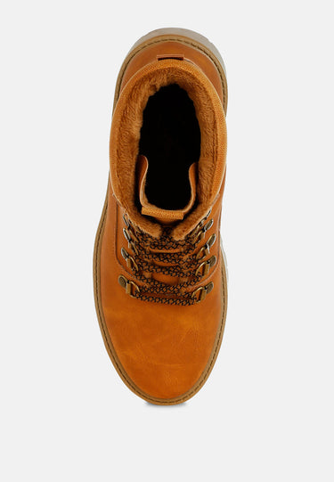 Lace-Up Chunky Warm Ankle Boots by RAG
