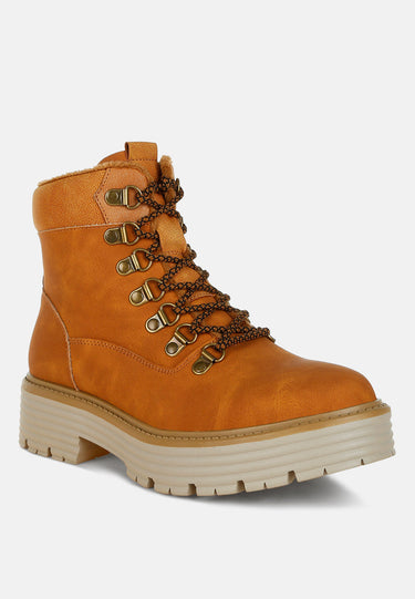 Lace-Up Chunky Warm Ankle Boots by RAG