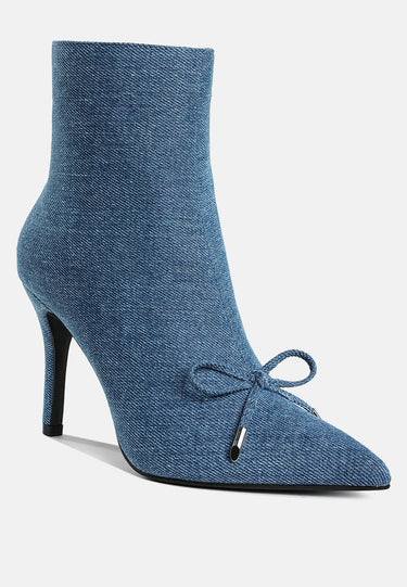 Bow Detail Denim Ankle Boots by Rag