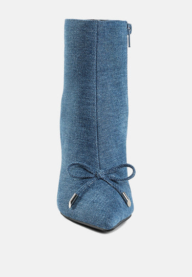 Bow Detail Denim Ankle Boots by Rag