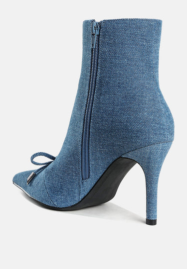 Bow Detail Denim Ankle Boots by Rag