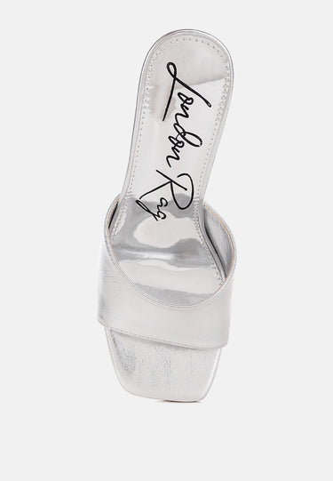 Bumblin Metallic Faux Leather Slip on Sandals