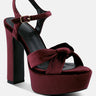 LIDDEL Burgundy Velvet High Block Heeled Sandals_Burgundy