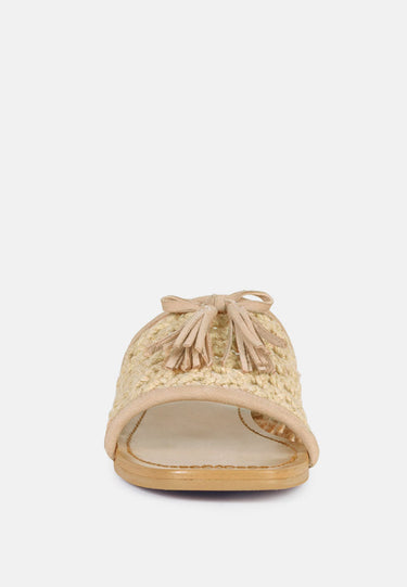 CEDAR Handwoven Natural Latte Tassel Flats_Latte