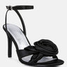 chaumet black rose bow satin heeled sandals#color_black