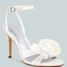 chaumet white rose bow satin heeled sandals#color_white